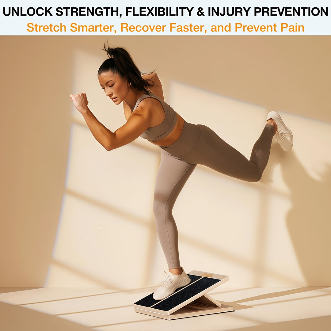 Adjustable Slant Board for Calf Stretching – Portable Wooden Incline Wedge with Non-Slip Surface for Squats, Ankle Mobility, Heel Stretch & Physical Therapy, All Fitness Levels