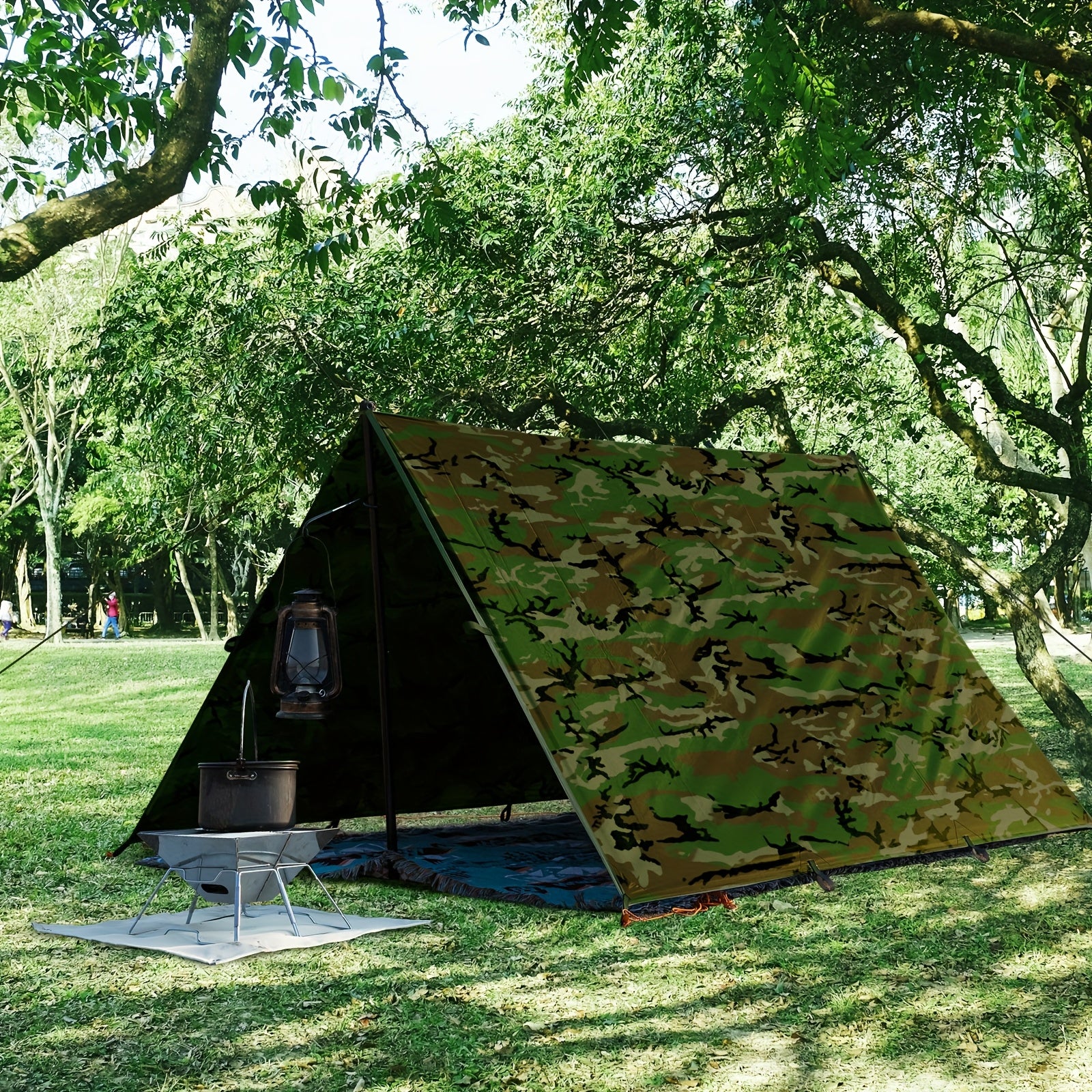 Waterproof Camping Tarp Canopy 4 Person – UV Protection Alloy Poles Portable Foldable Rain Fly Awning for Hiking Backpacking Survival Outdoor, Multiple Colors & Sizes