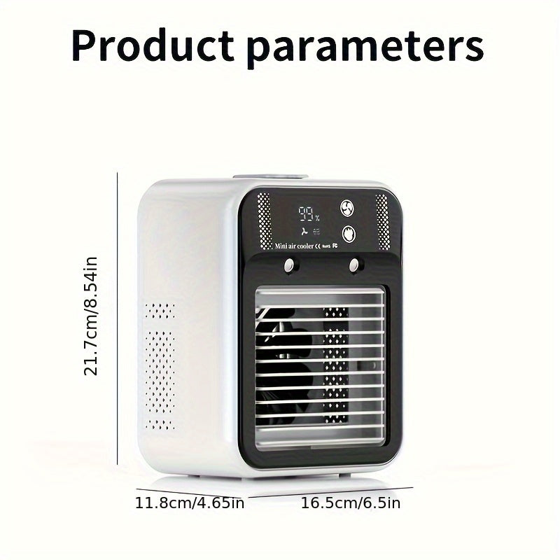 Portable Air Conditioner Fan - 6000mAh Rechargeable Personal Cooling Fan, USB-C Charging, 2 Wind Speeds & 2 Wind Modes, Touch Control, Indoor Outdoor Portable Mini AC Fan for Home, Office & Travel