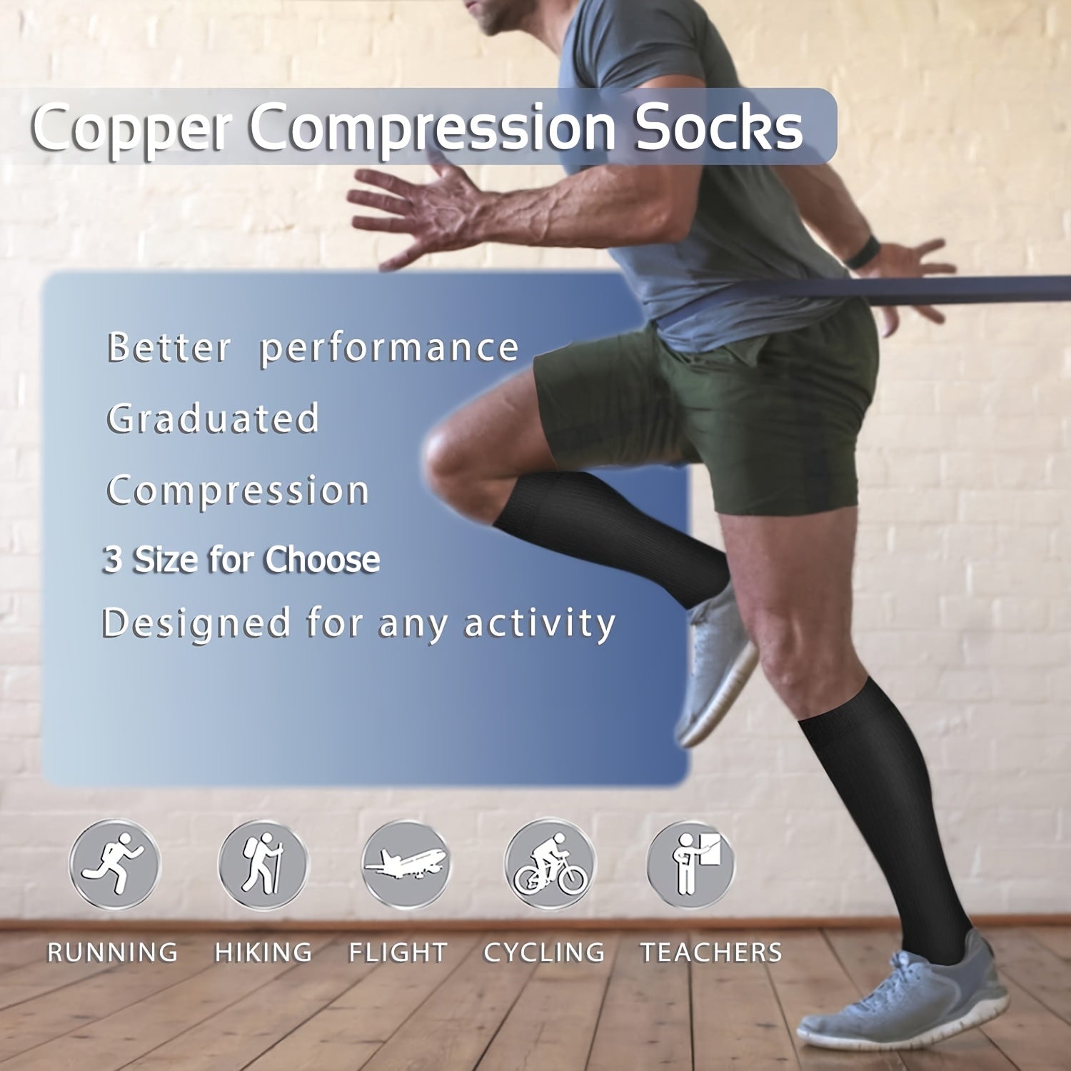 Compression Sport Socks 5 Pairs Unisex Nylon Elastic Enhanced Endurance for Running Cycling Hiking Training All-Day Athletics M-XXL
