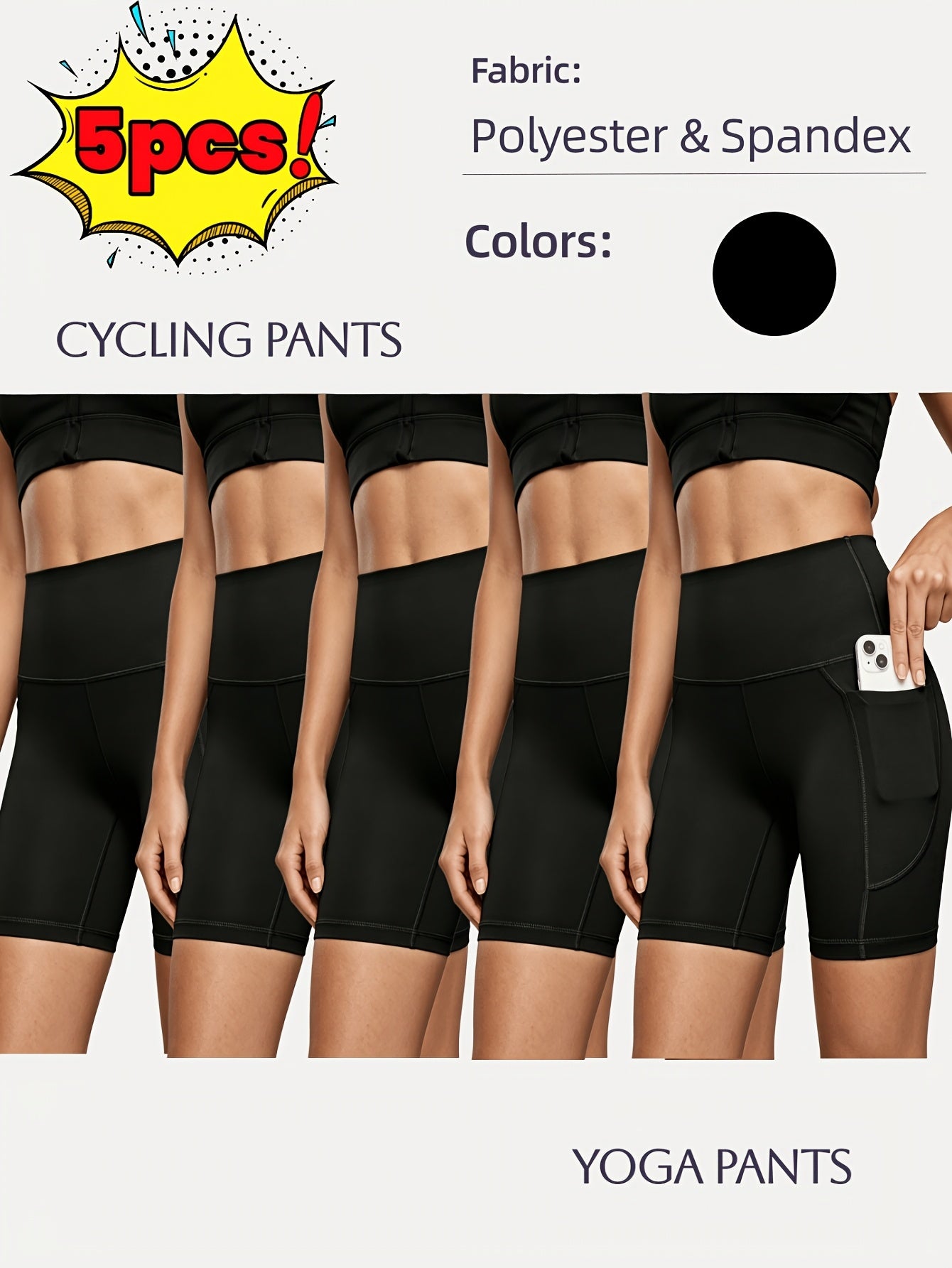 Women's Biker Shorts 5-Pack High Stretch 5 Inch Opaque Cycling Tights for Running Yoga Fitness Walking Plus Size M L XL XXL Mixed Colors