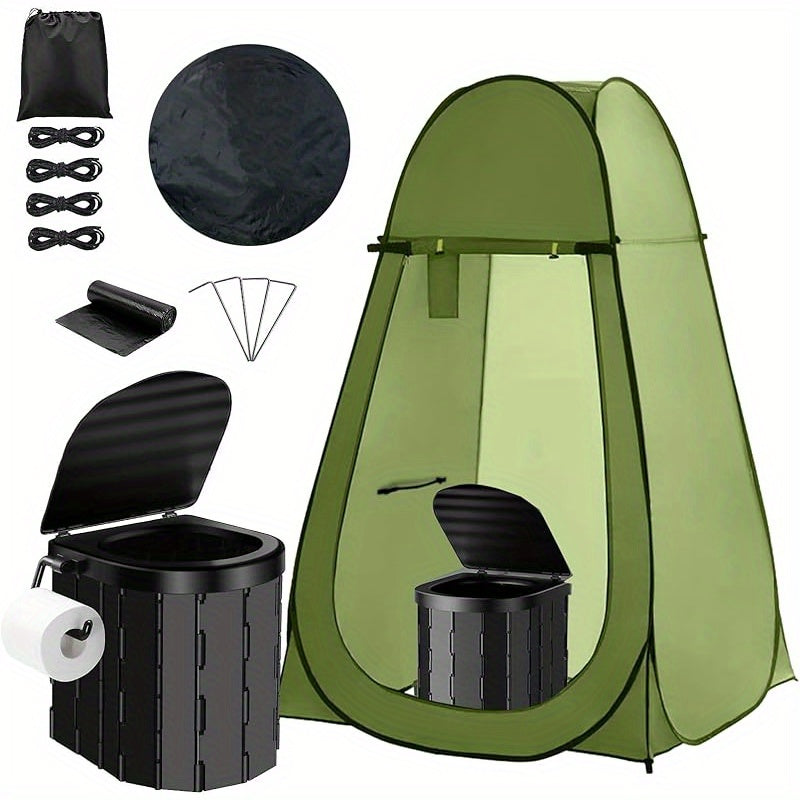 Portable Camping Toilet with Privacy Tent Pop Up Potty Shelter 12 Toilet Bags for Adults Outdoor Camping Travel Changing Shower