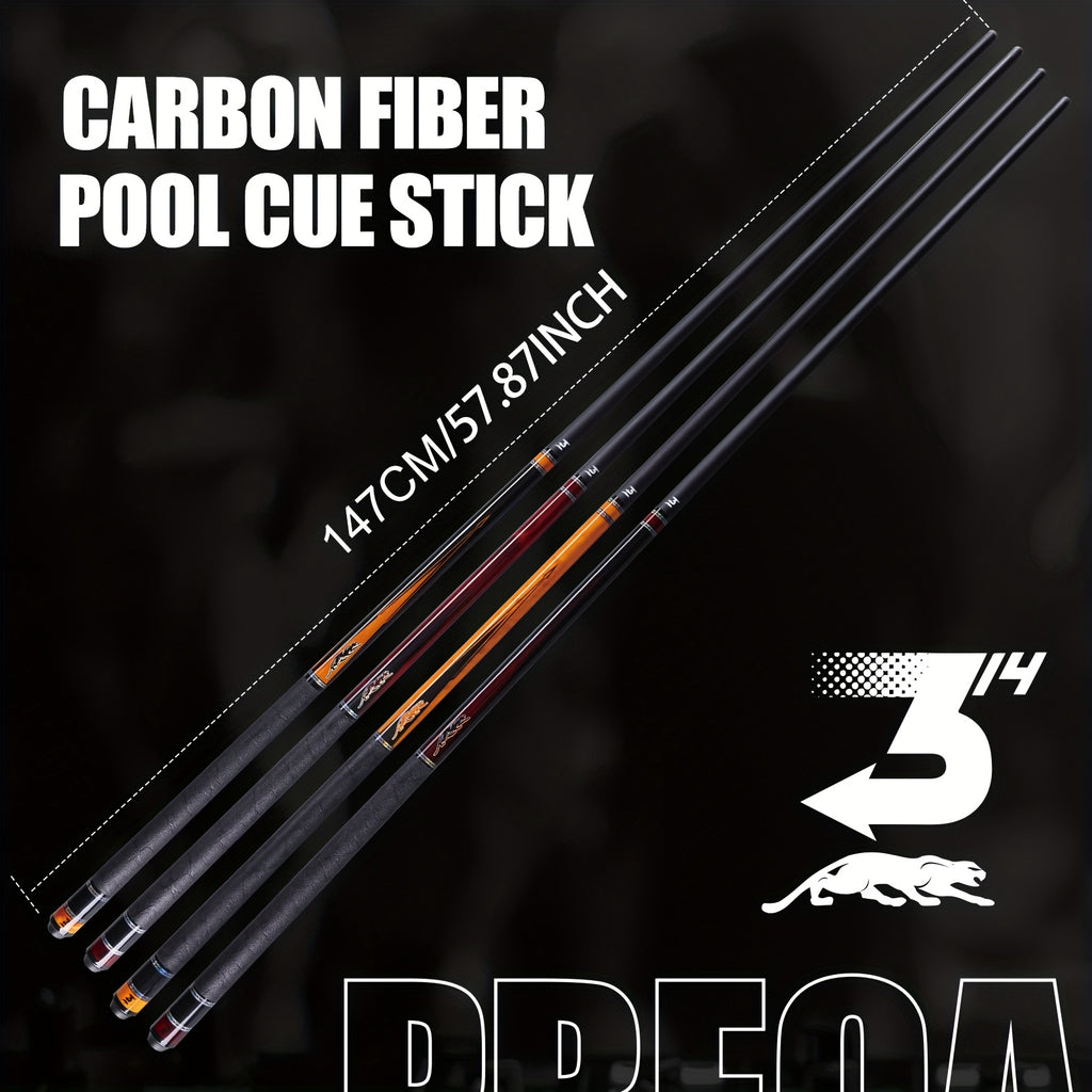 Carbon Fiber Pool Cue 58 Inch Professional Billiard Cue Stick Low Deflection 12.5mm Tip 3/8x8 Pin Joint Leather Grip – PREDAIDR SP Series Billiards Cue for Pool Players