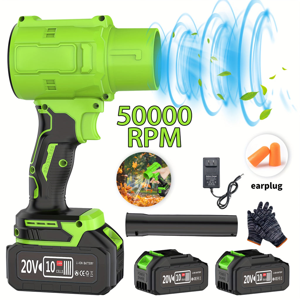 Cordless Leaf Blower 20V 50000RPM – Turbo Air Blower for Leaf Blowing, Snow Removal, Car Drying & Dust Cleaning, Rechargeable Lithium Battery, Lightweight Handheld Outdoor Tool