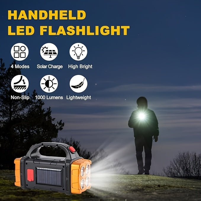 2-Pack Solar LED Flashlights Rechargeable USB-C Fast Charging High Lumen Tactical Flashlight Outdoor Camping Hunting Emergency Survival
