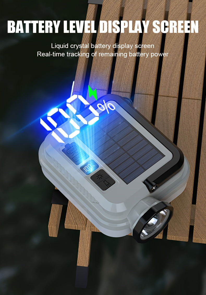Solar Rechargeable Flashlight Ultra Bright – 3600mAh Lithium Battery, 8 Lighting Modes, Hidden Hook, Portable Camping Flashlight for Camping, Climbing, Fishing & Emergency, Great Gift for Men