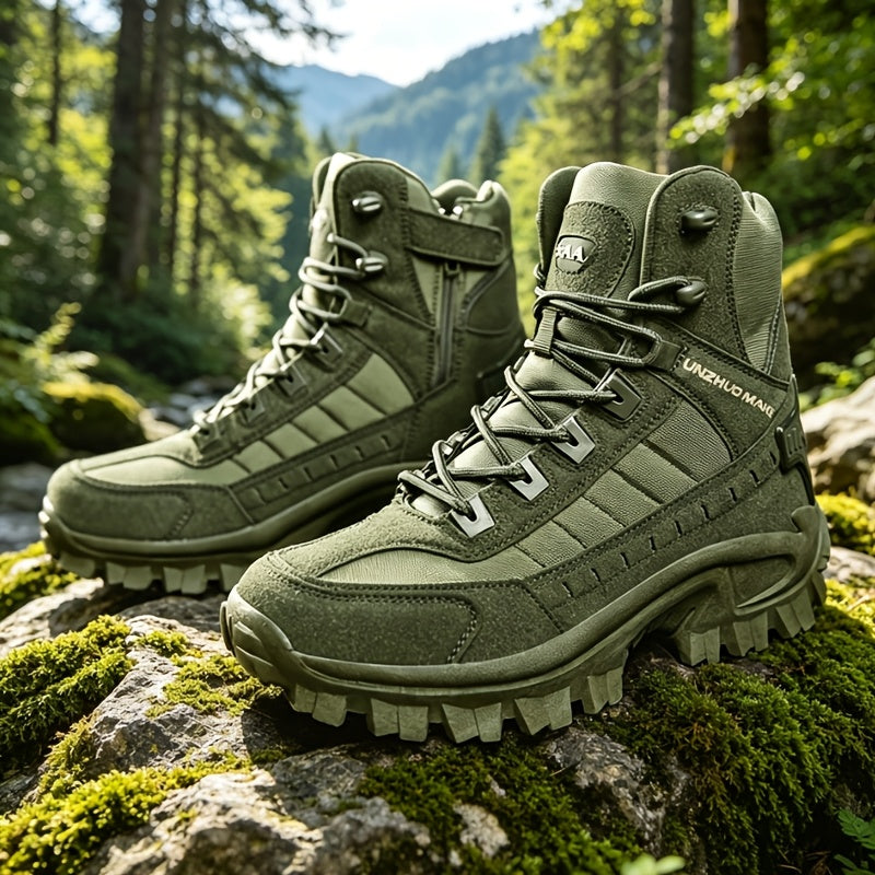 Men's High-Top Tactical Hiking Boots – Lightweight Slip-Resistant All-Season Boots for Outdoor Hiking, Hunting, Jungle & Adventure Travel, US 7-12, 3 Colors