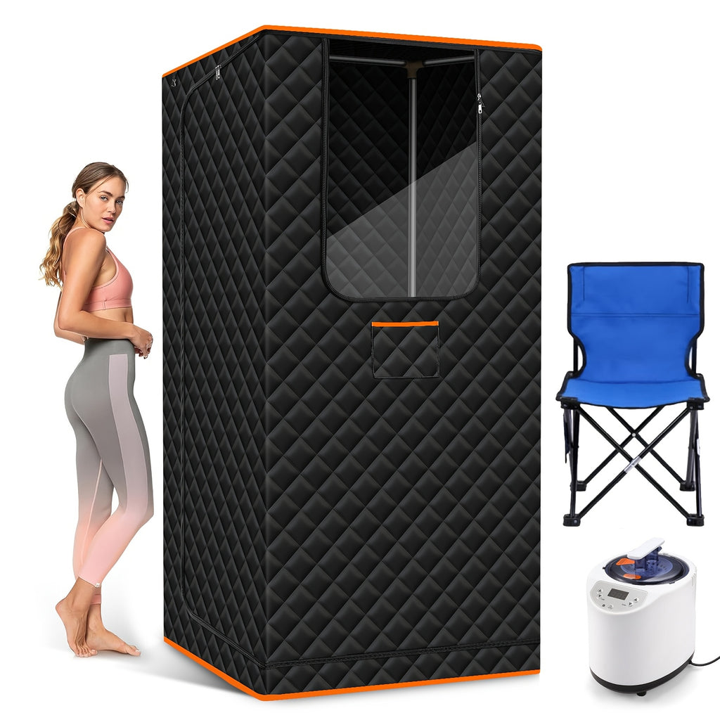 Portable Steam Sauna for Home with 3L Steamer Remote Control Folding Chair & 9 Steam Levels – Extra Large Foldable Sauna Tent Box 2.6x2.6x5.9ft – Personal Spa Detox Relaxation