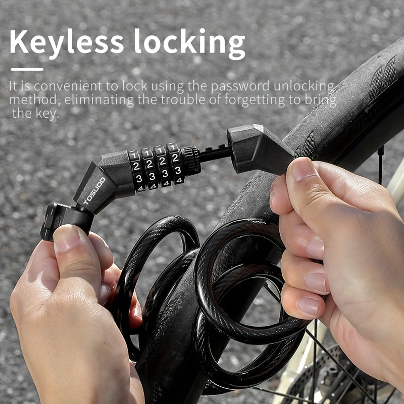 Bike Lock 4-Digit Combination Cable Lock Aluminum Alloy Anti-Theft Steel Cable – Portable Bicycle Lock for Mountain Road Gravel E-Bike & Scooter