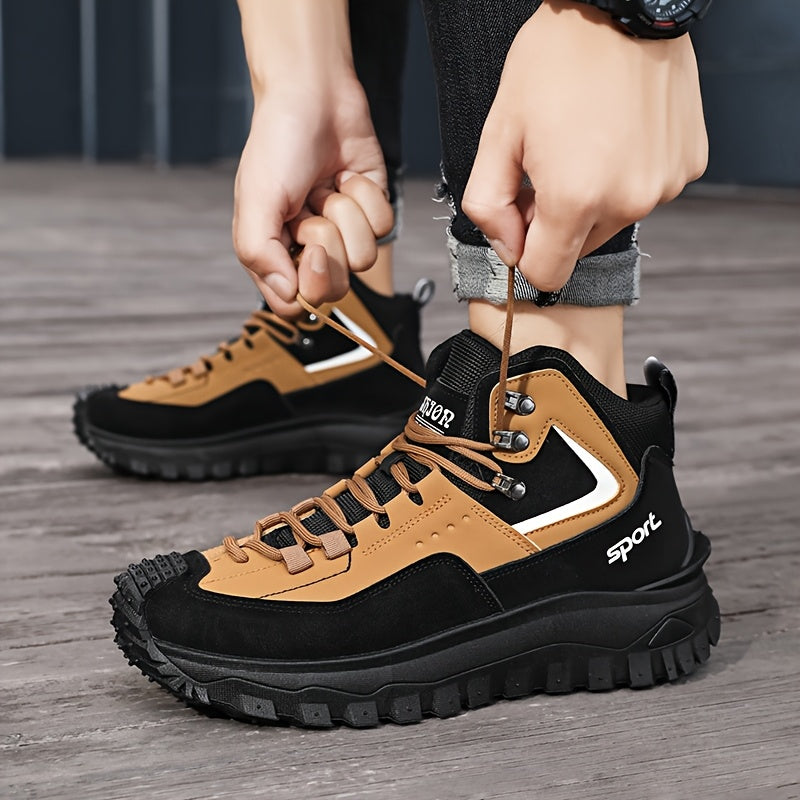Men's Walking Shoes Color Block Anti-Slip Wear-Resistant PU Upper - Lightweight Casual Street Sport Sneakers for Outdoor Travel, Sizes US 7-12.5