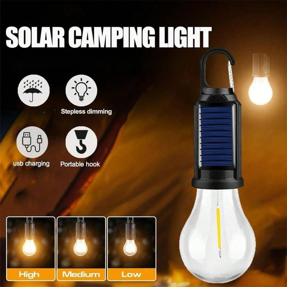 Solar Camping Lights Vintage LED Hanging Hook Lamp IP65 Waterproof Ambient Light for Tent Outdoor Indoor 2 4 8 Pack