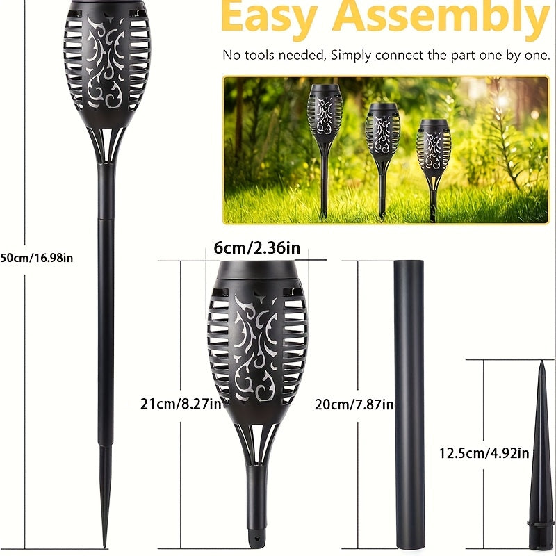 Solar Torch Lights Outdoor Flame Effect LED Garden Yard Decor Waterproof IP55 Warm White Colored 2 8 10 20 Pack