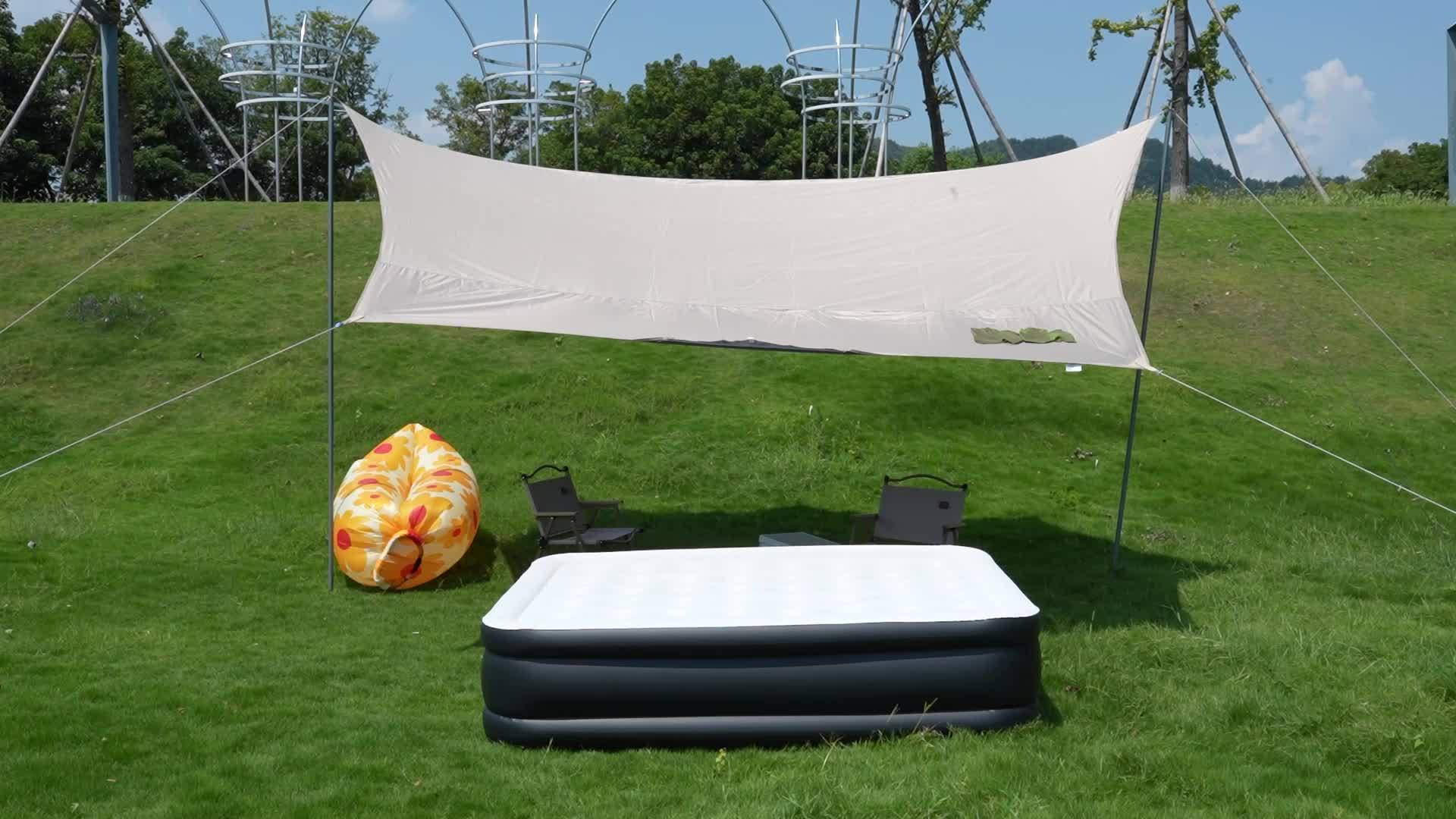 Camping Air Mattress with Pump – Honeycomb Anti-Deformation PVC Inflatable Sleeping Pad, Soft Flocking Top, 2-Person Camp Bed for Backpacking Hiking Outdoor Adventures, Multiple Sizes