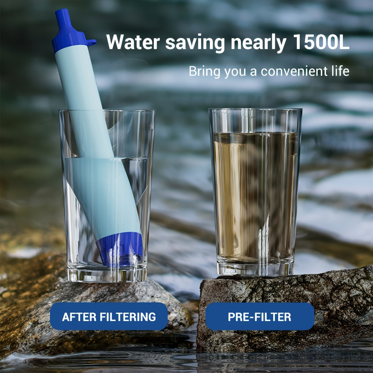 Portable Water Filter Straw for Hiking Camping Survival Emergency Filtration Drink from Stream Lake River Spring Tap Rainwater Outdoor Backpacking Gear 2 or 4 Pack