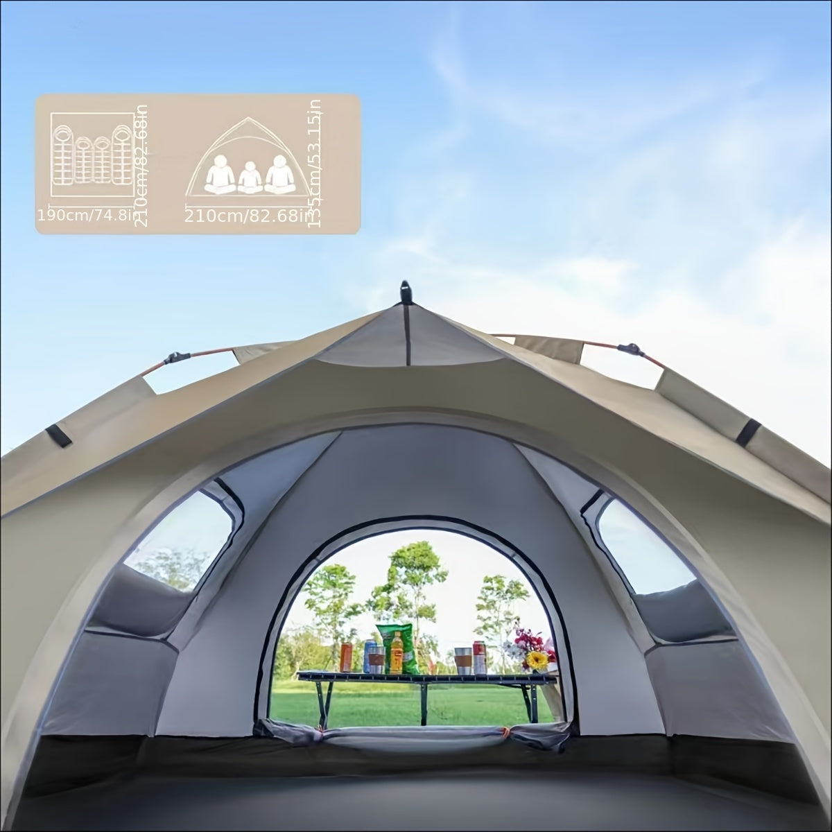 Pop Up Camping Tent Instant Setup 1-3 & 3-4 Person All Season Windproof Lightweight Tent Dual Doors Mesh Windows Hiking Backpacking Outdoor Gear