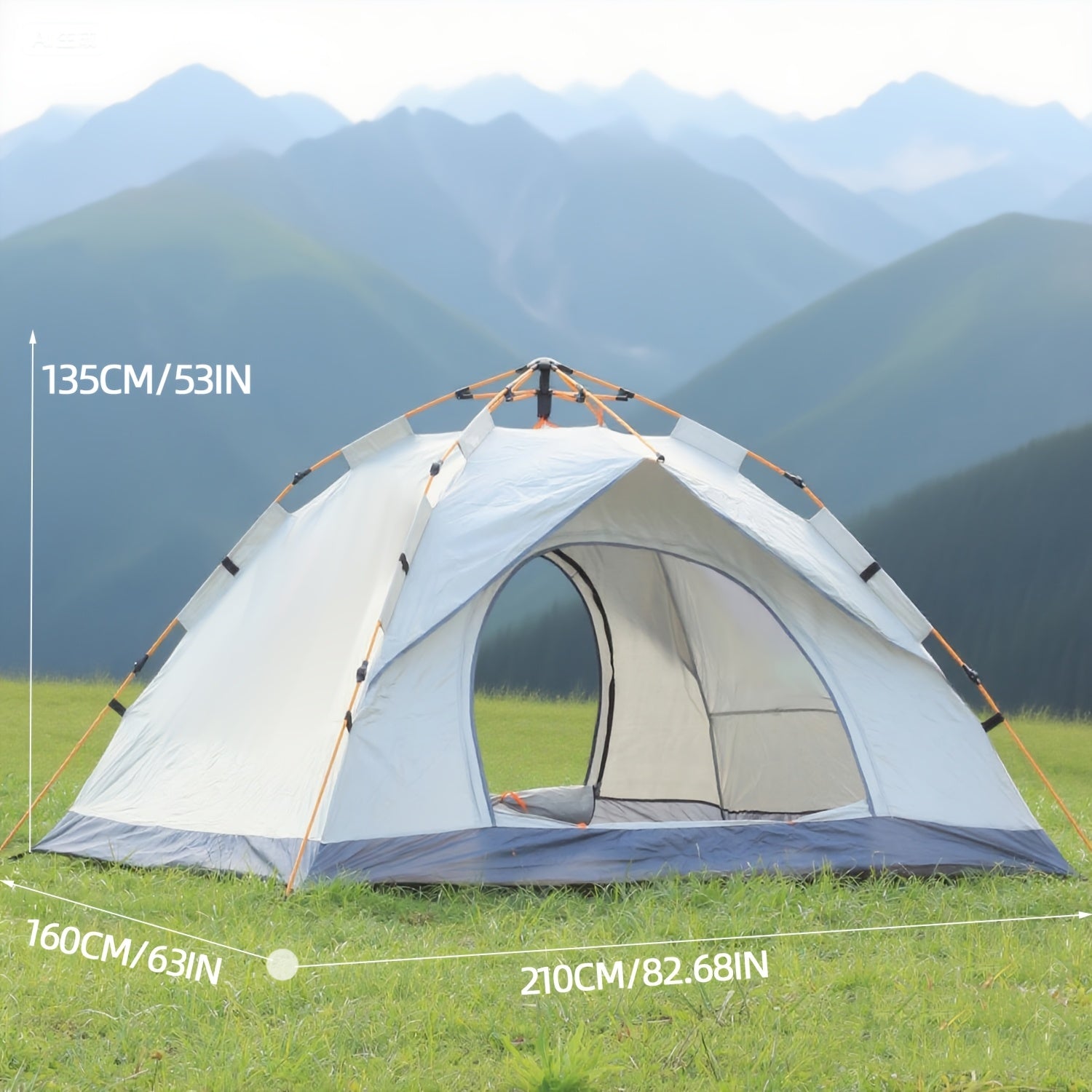 Pop Up Camping Tent 4 Person Automatic Instant Setup UV Protection Insect Net Sunshade Waterproof Family Tent for Beach Park Outdoor Camping Hiking Adventures