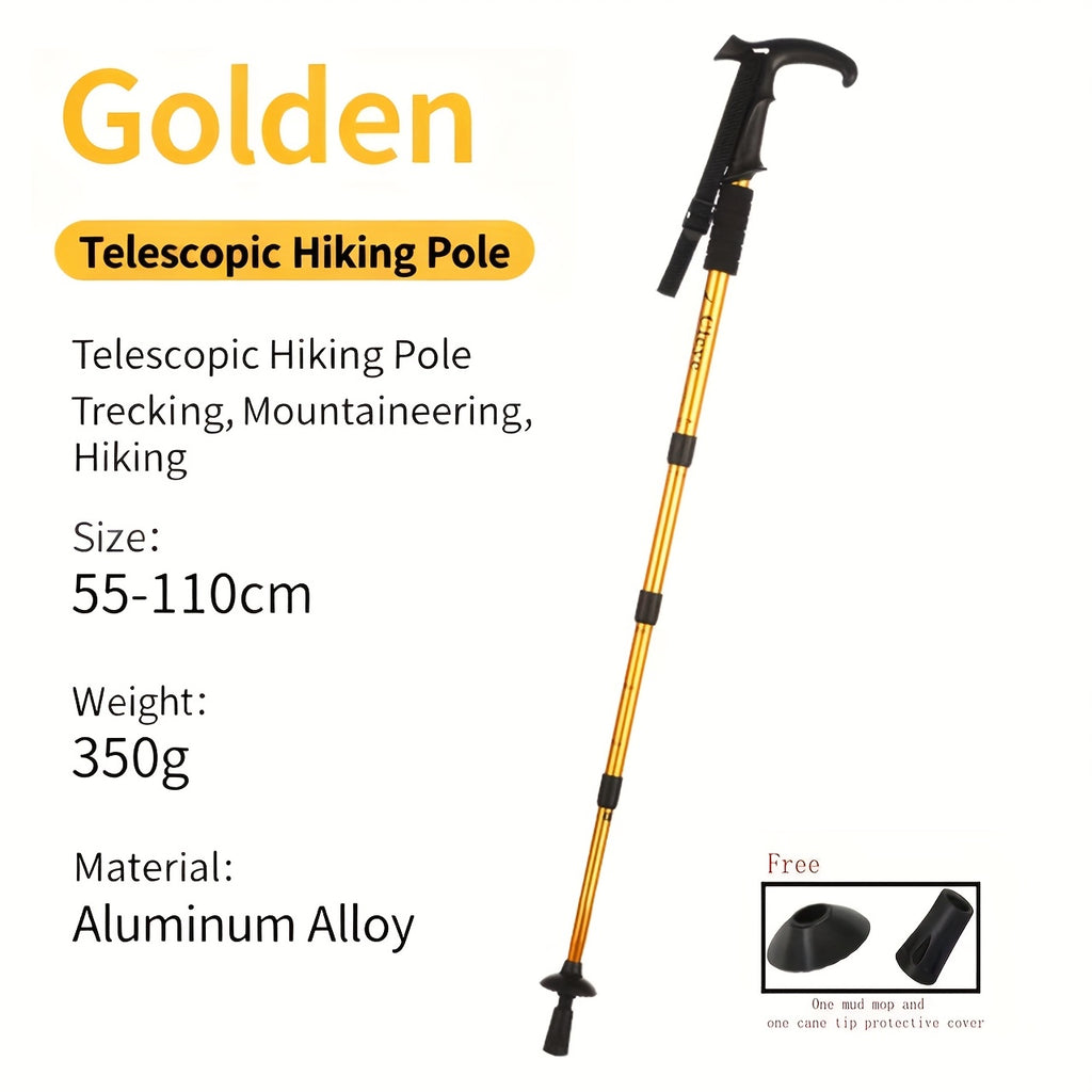 Hiking Pole Adjustable Lightweight Aluminum Alloy Shock Absorbing Ergonomic T-Handle Trekking Walking Stick for Hiking Camping Exploration