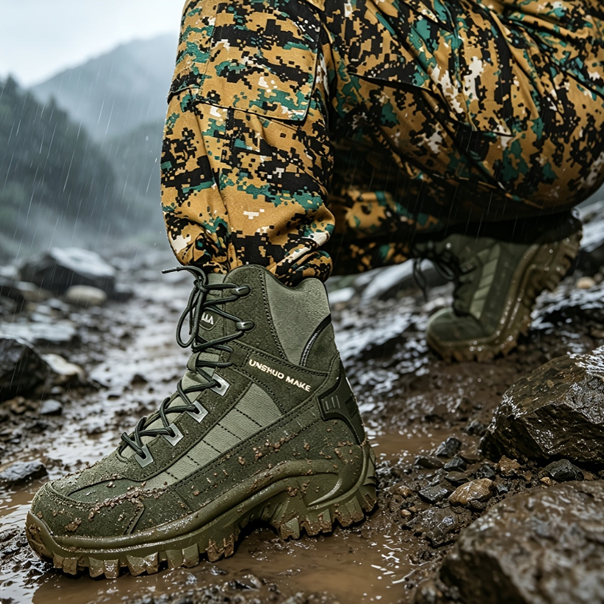 Men's High-Top Tactical Hiking Boots – Lightweight Slip-Resistant All-Season Boots for Outdoor Hiking, Hunting, Jungle & Adventure Travel, US 7-12, 3 Colors