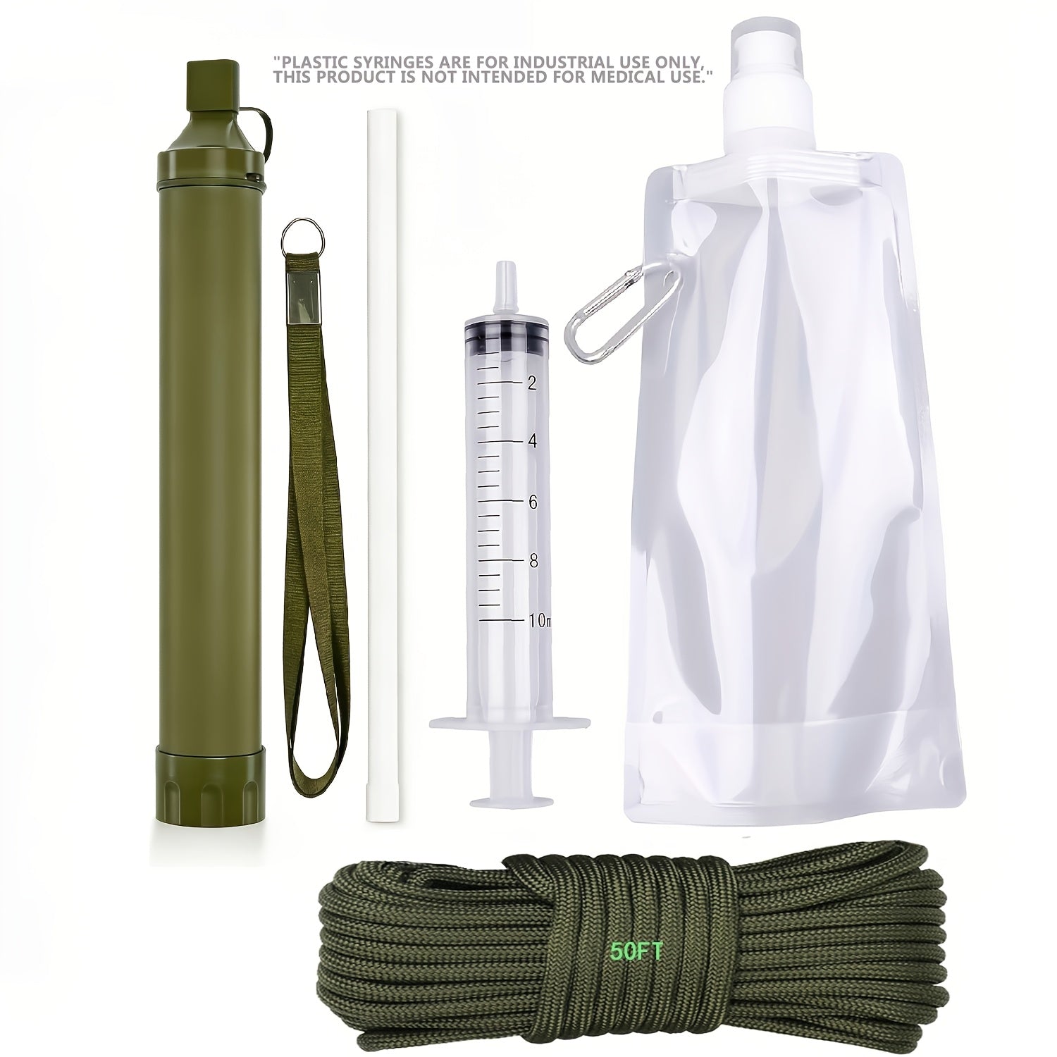 Survival Water Filter Straw 10000 Gallons Portable Personal Water Purifier for Camping Hiking Backpacking Emergency Filtration BPA Free