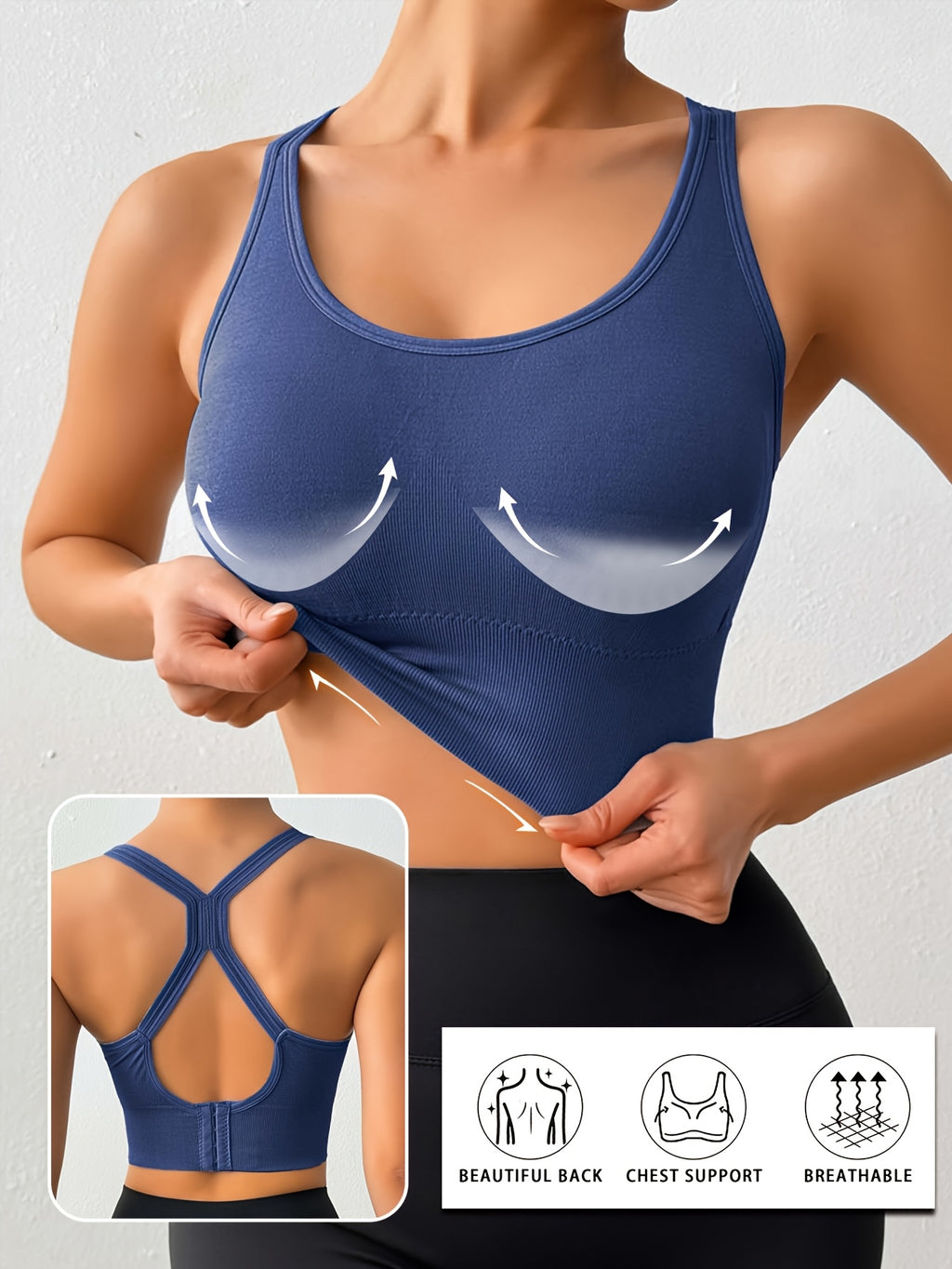 Women's Posture Corrector Racerback Sports Bra – Wireless Push Up Back Support Bra, Breathable Seamless Activewear for Yoga, Gym & Daily Wear M-XXL