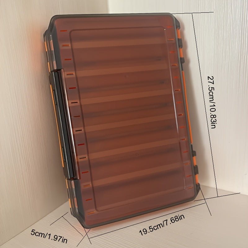 Fishing Tackle Box Two-Sided Storage Portable - Multi-Functional Lure Organizer for Bass Trout Freshwater Saltwater Fishing, Large & Extra Large Sizes, Orange Red Yellow Blue Black White