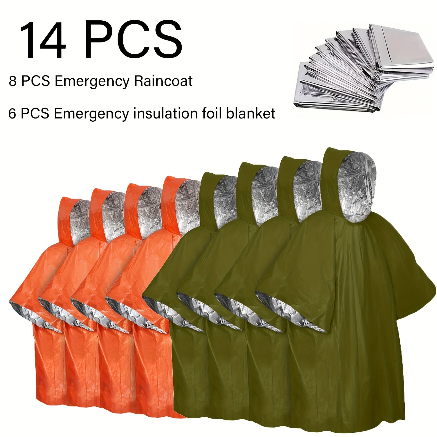 Emergency Rain Poncho Waterproof Two-Sided Thermal Blanket Pack – Portable Raincoat for Hiking Camping Survival Emergency Kit Bug Out Bag