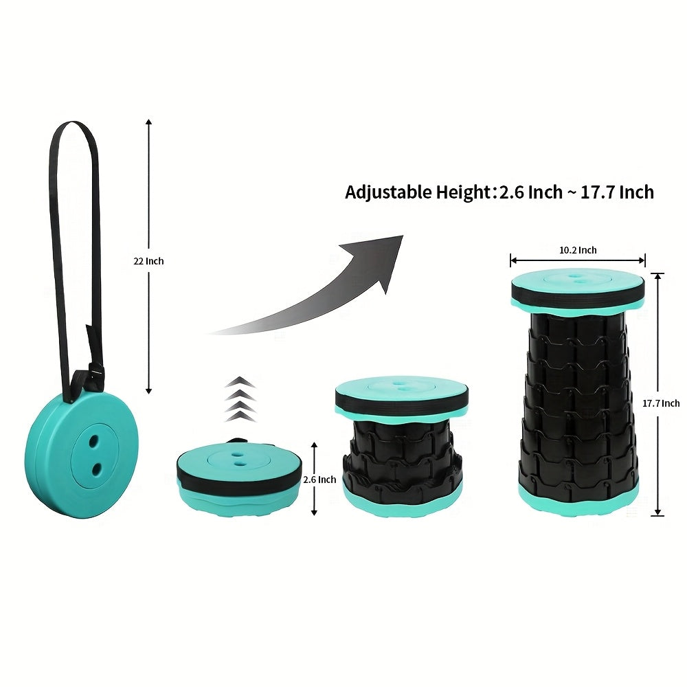 Folding Cylinder Stool 660lbs Heavy Duty - Portable Lightweight Plastic Seat for Camping, Fishing, Hiking & Travel - Waterproof, Foldable with Carry Handle - Compact Outdoor Stool for Adults