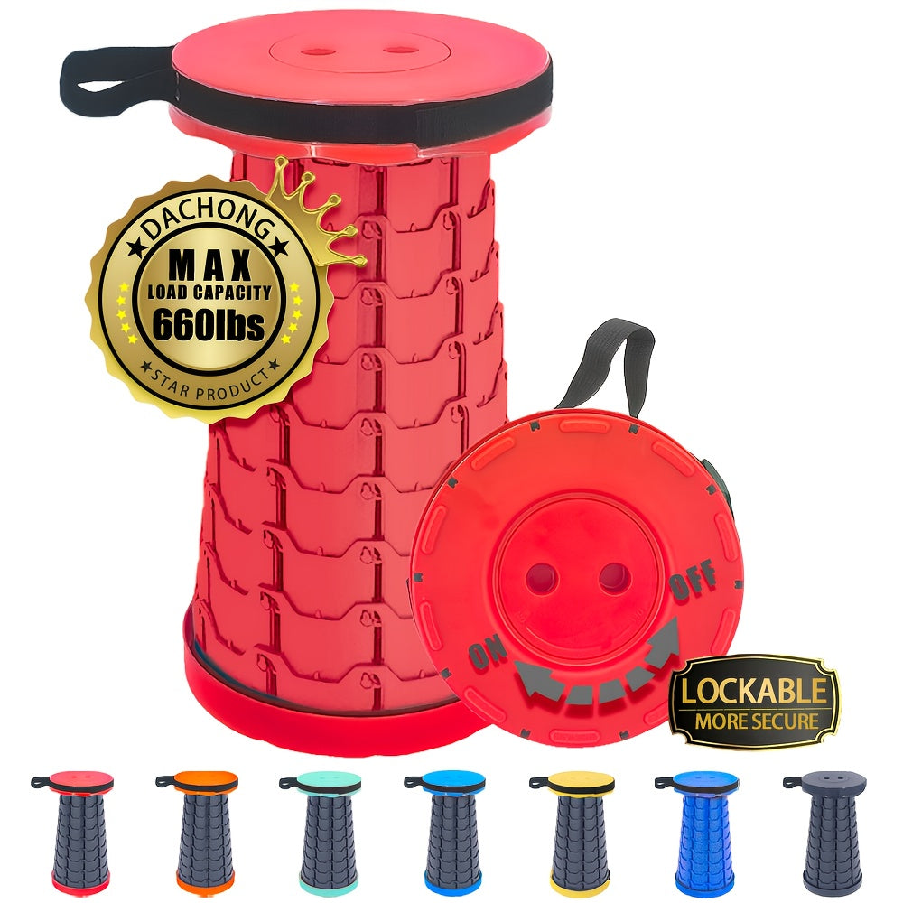 Folding Cylinder Stool 660lbs Heavy Duty - Portable Lightweight Plastic Seat for Camping, Fishing, Hiking & Travel - Waterproof, Foldable with Carry Handle - Compact Outdoor Stool for Adults