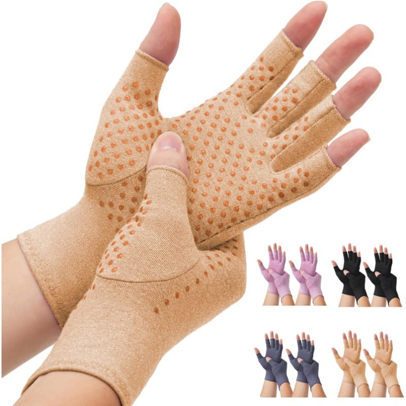 Fingerless Compression Gloves Breathable Non-Slip for Arthritis Joint Pain Relief Typing Gardening Cycling Gym Workout for Men and Women S M L XL Black Grey Purple Coffee