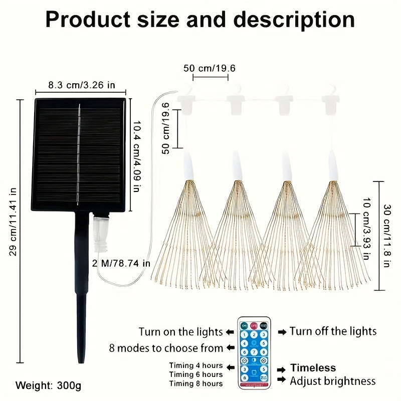 Solar Firework Lights Outdoor 240/360/450 LED Starburst Sphere Hanging Lights - IP65 Waterproof 8 Modes Copper Wire Fairy Lights - Garden Patio Tree Umbrella Tent Decoration Warm White Multicolor