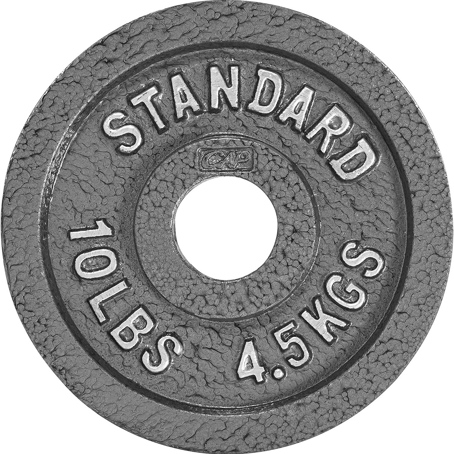 CAPHAUS 2-Inch Solid Cast Iron Weight Plates for Strength Training Weightlifting Bodybuilding Powerlifting - Grey Baked Enamel Barbell Plates 2.5LB 5LB 10LB 25LB 35LB 45LB 100LB Single & Sets