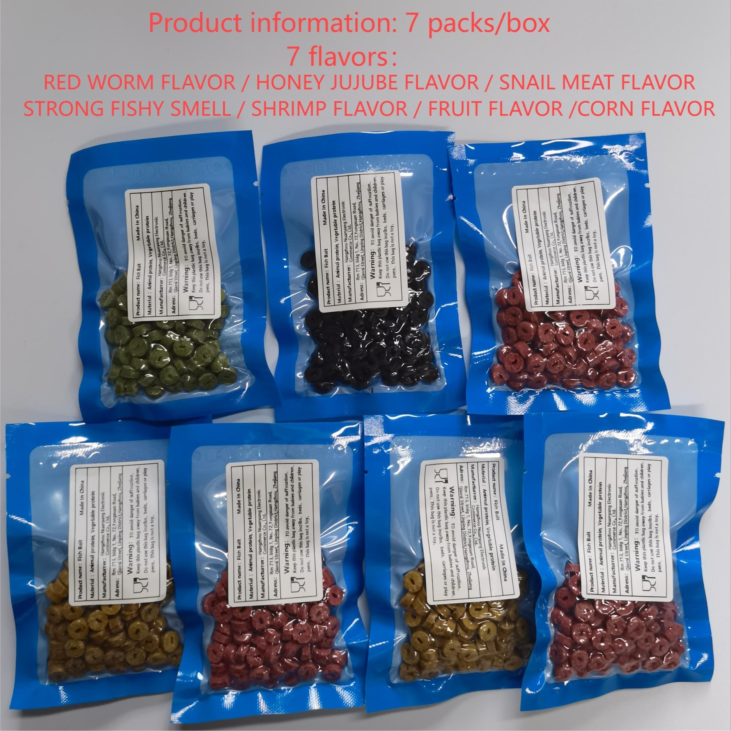 Red Worm Pellets Fishing Bait 7 Packs/Box – Hollow Carp Bait & Catfish Bait for Freshwater Fishing, High-Attraction Worm Scent Pellets for Bass, Trout & Bottom Feeders