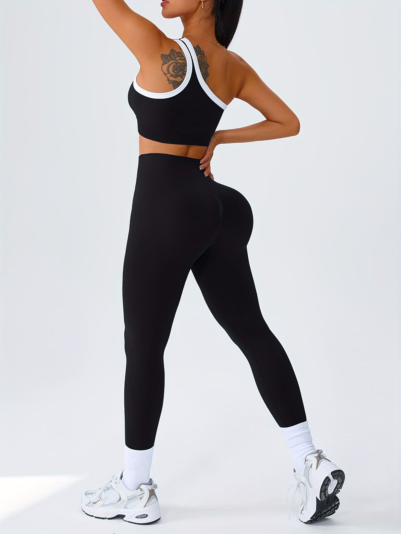 High-Waisted Butt-Lifting Leggings & Sports Bra Set for Women 2-Piece Stretchy Yoga Workout Outfit Solid Color Running Activewear with Camisole Top XS-XL