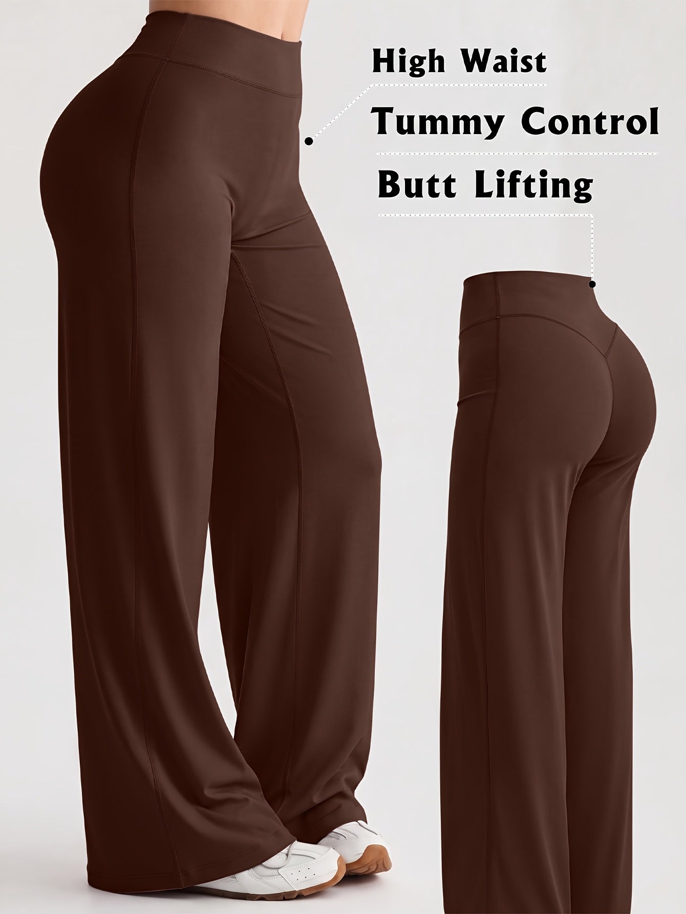 Women's Loose Straight Leg Yoga Pants – Breathable Soft Fabric Relaxed Fit Casual Lounge Trousers for Yoga, Workout, Home & Everyday Wear | S-XL | Chestnut, Cyan, Grey, Black