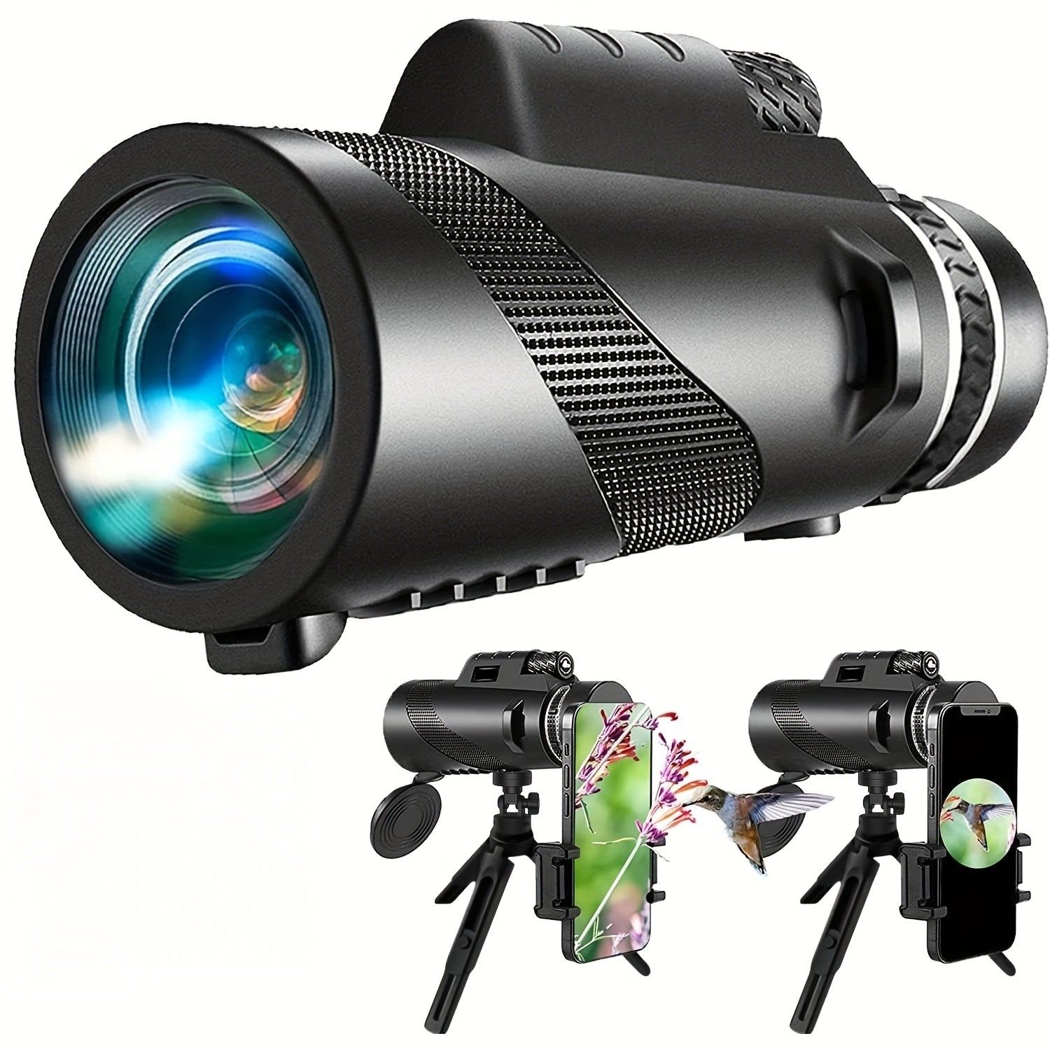 10x42 Monocular Telescope with Phone Adapter & Tripod HD FMC Lens Compact Portable Scope for Bird Watching Wildlife Hiking Camping Concerts Sports