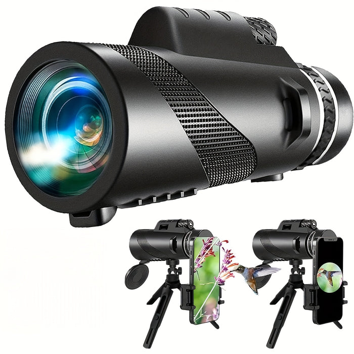 10x42 Monocular Telescope with Phone Adapter & Tripod HD FMC Lens Compact Portable Scope for Bird Watching Wildlife Hiking Camping Concerts Sports