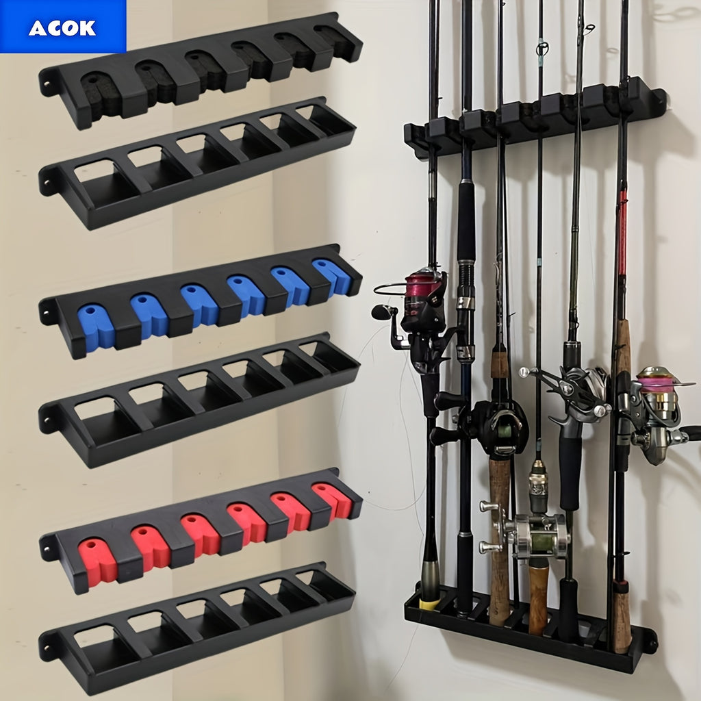 Wall Mount Fishing Rod Holder with High-Density Foam – Multi-Compartment Storage Box & Garage Sports Equipment Organizer for Fishing Gear, Rods & Outdoor Accessories