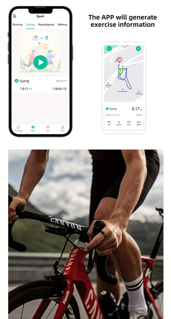 Smart Fitness Ring Bluetooth 5.3 Heart Rate HRV Sleep Steps Calorie Body Temp Stress Tracker No Subscription iPhone Android Compatible Sizes 7-13 Black Silver Gold