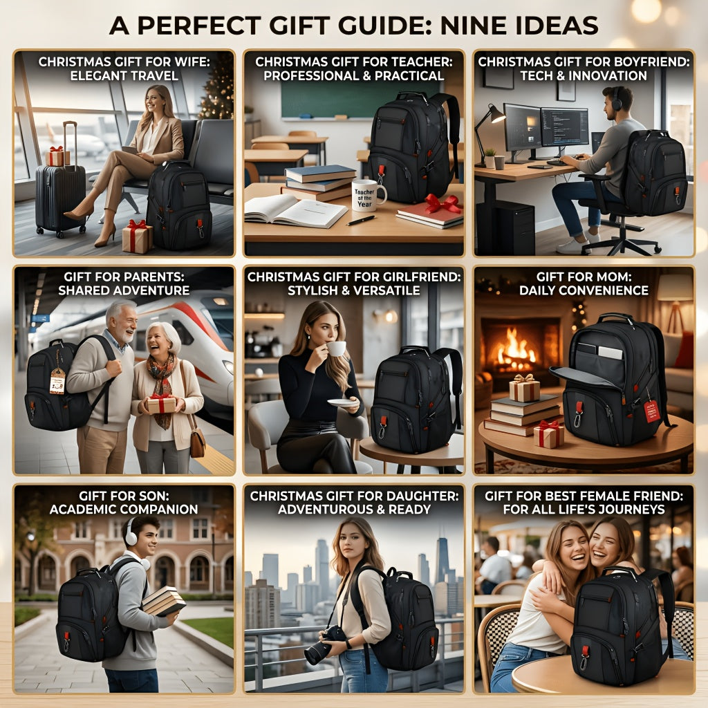 50L Extra Large Travel Backpack Fits 17" Laptop – Airline Approved, 3-Compartment Business & College Backpack for Men & Women, School, Work & Travel