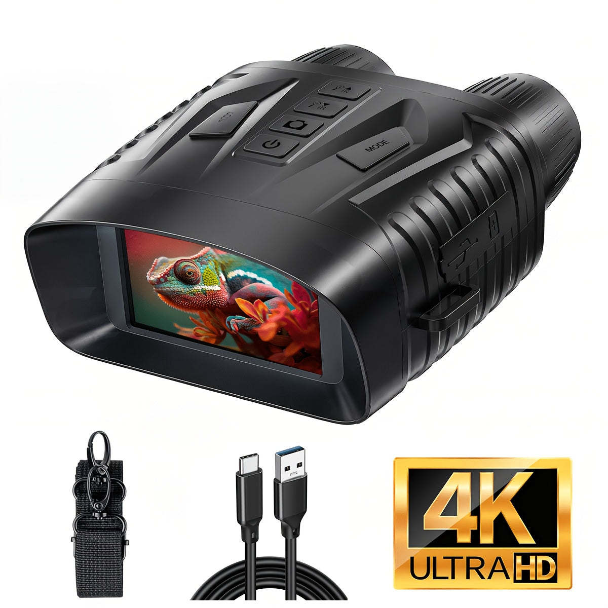 4K Night Vision Goggles for Adults – 3.1" Large Screen, 4400mAh Rechargeable Battery, 48MP Photo & 4K Video, Infrared Night Vision for Hunting, Security, Camping & Wildlife Watching