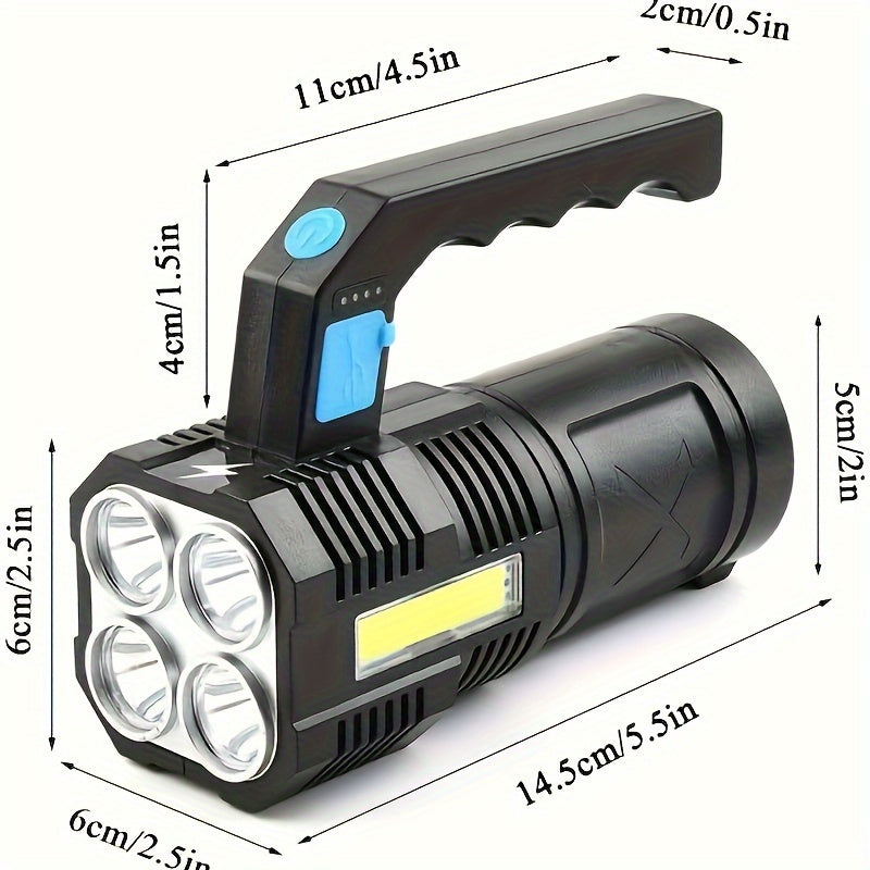 USB Rechargeable LED Flashlight Quad-Core 4 Modes Aluminum Camping Torch – Compact Bright Flashlight for Hiking Emergency Home Use 1-Pack or 2-Pack