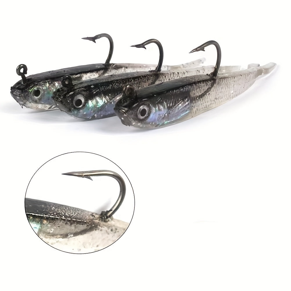 Soft Fishing Lures 20pcs Bionic Swimbait Kit with Hook – Realistic Gray Fish Bait for Bass, Mandarin Fish, Sea Bass & Trout, Freshwater & Saltwater Fishing Lure Set