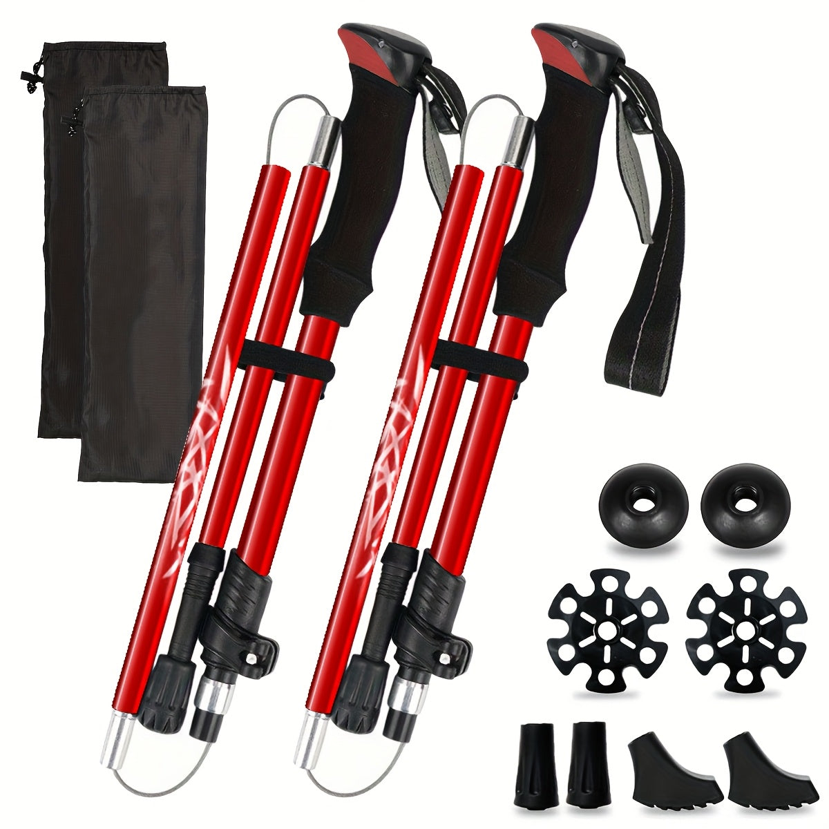 Foldable Trekking Poles 2 Pack with Carrying Case – Lightweight Aluminum Alloy Hiking Sticks, Quick-Lock, Ergonomic Non-Slip Grips for Men & Women Camping Travel, 7 Colors