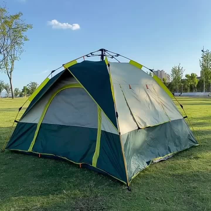 Instant Setup Camping Tent 1-4 Person All Season Automatic Pop-Up Tent Dual Doors Mesh Windows Windproof for Camping Hiking Hunting Backpacking Travel