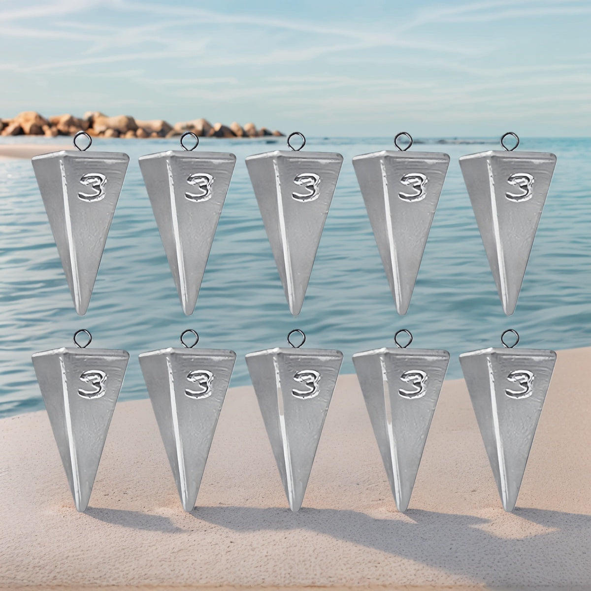 Pyramid Fishing Sinkers 1oz-10oz Multi-Pack Saltwater Freshwater Surf Bottom Fishing Weights for Bass Pompano Drum Croaker Sand-Perch Tackle Accessories
