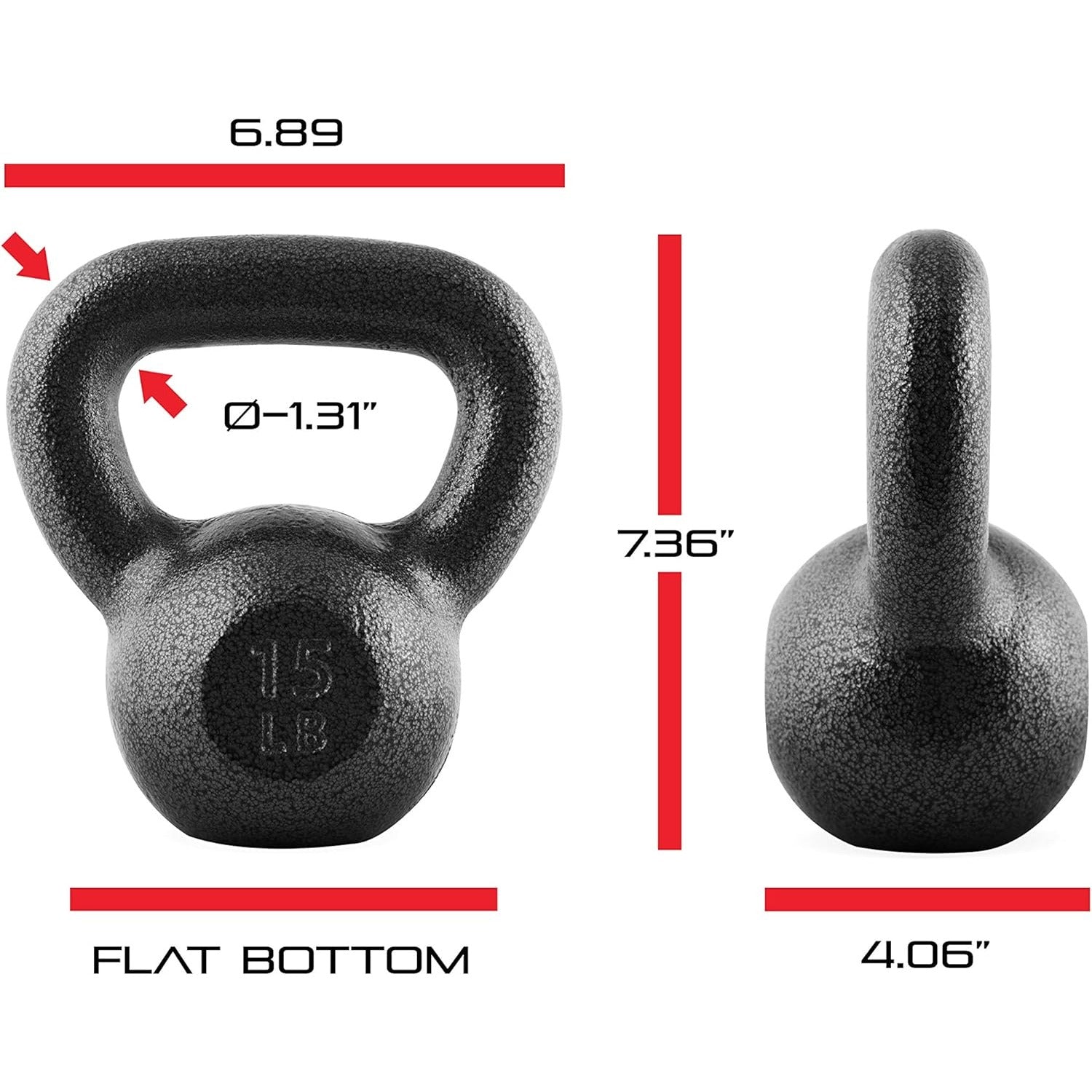 Cast Iron Kettlebell 10 25 35 50 70 LB Hammerstone Painted Flat Bottom Wide Handle – Home Gym Strength Training CrossFit HIIT Full Body Workout Weight