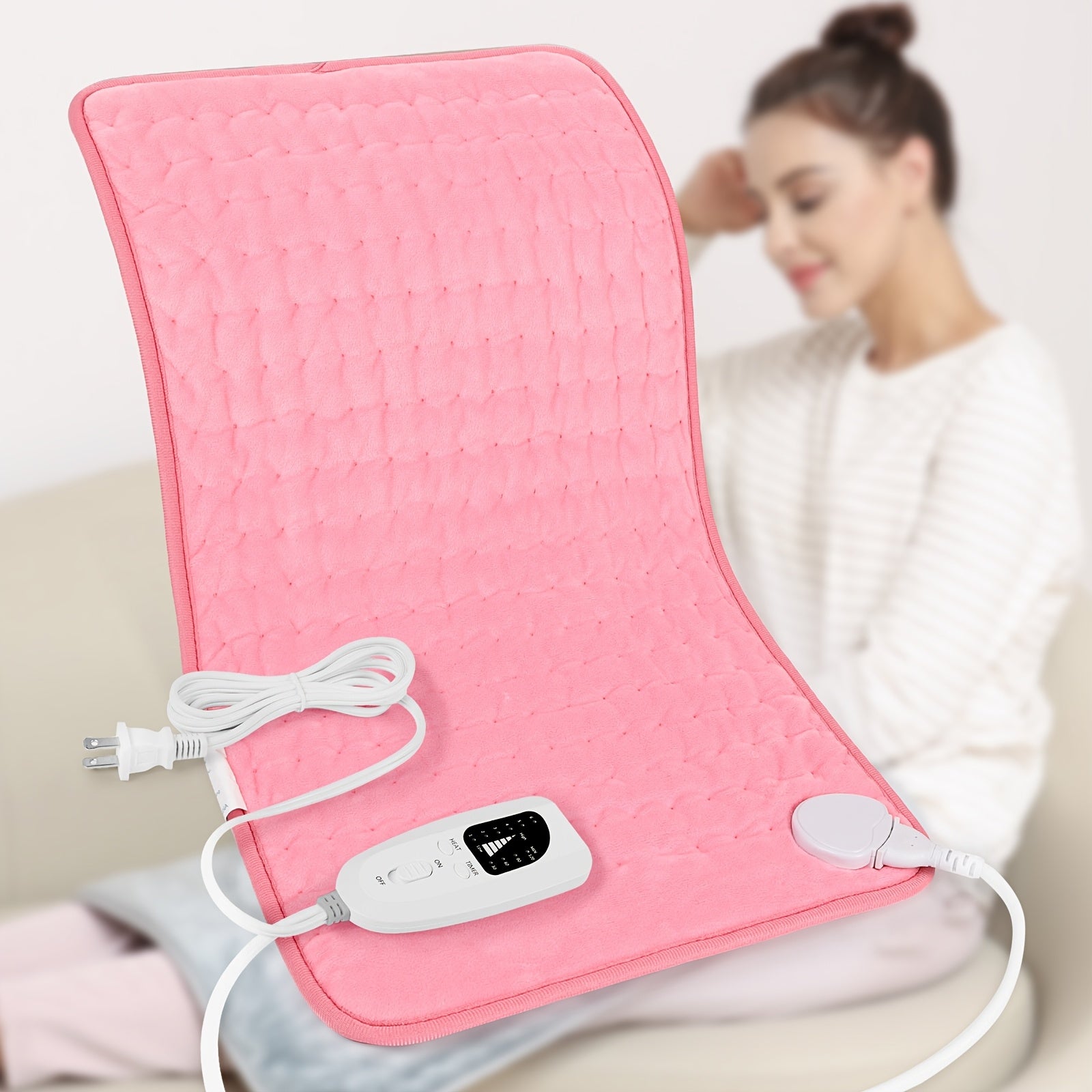 Heating Pad for Back Neck Shoulders 24x12 – Wet & Dry Heat, 6 Levels to 140°F, 4 Timer Settings, Auto Shut-Off, Machine Washable | Soft Flannel Pad for Abdomen, Knee & Leg Pain Relief, Christmas Gift