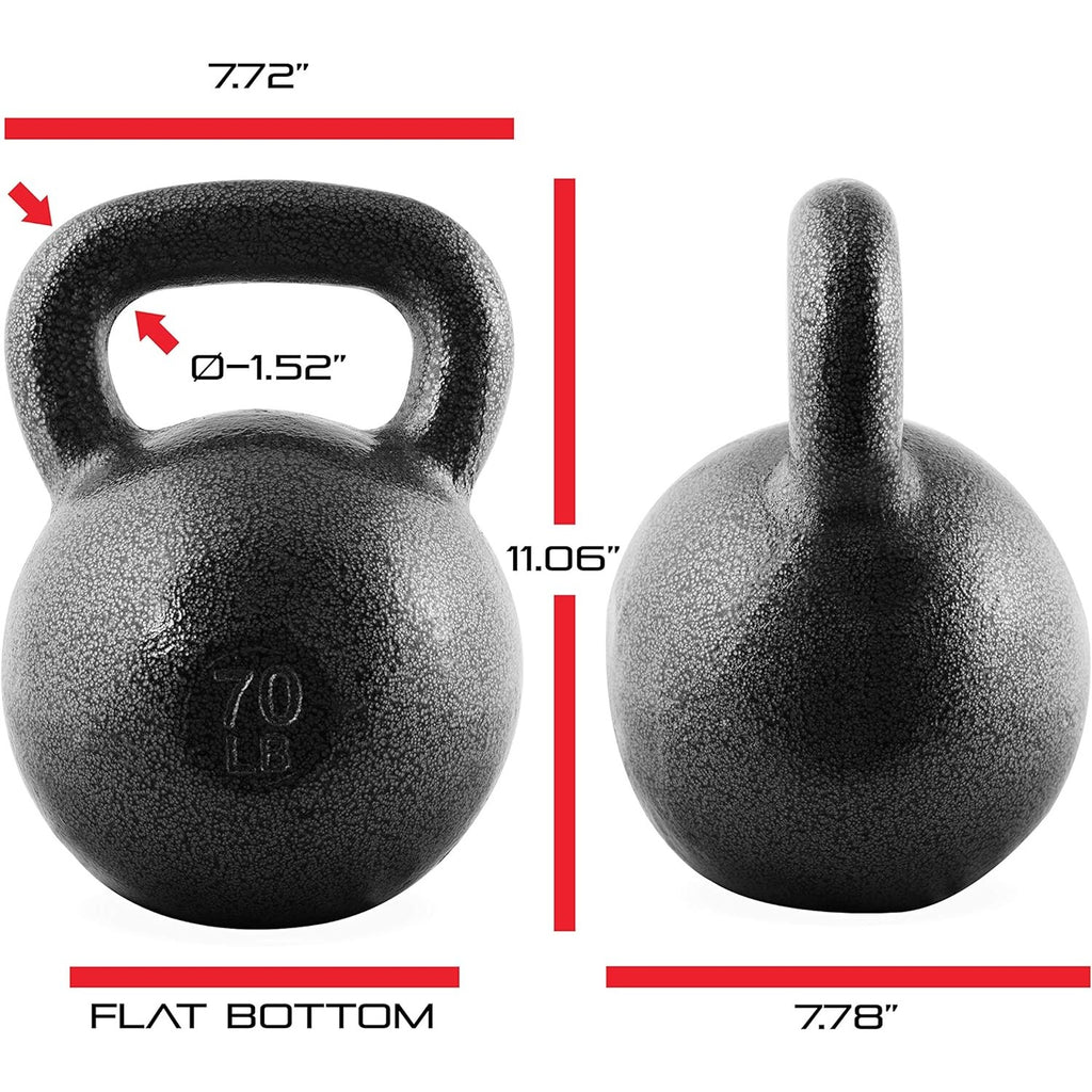 Cast Iron Kettlebell 10 25 35 50 70 LB Hammerstone Painted Flat Bottom Wide Handle – Home Gym Strength Training CrossFit HIIT Full Body Workout Weight