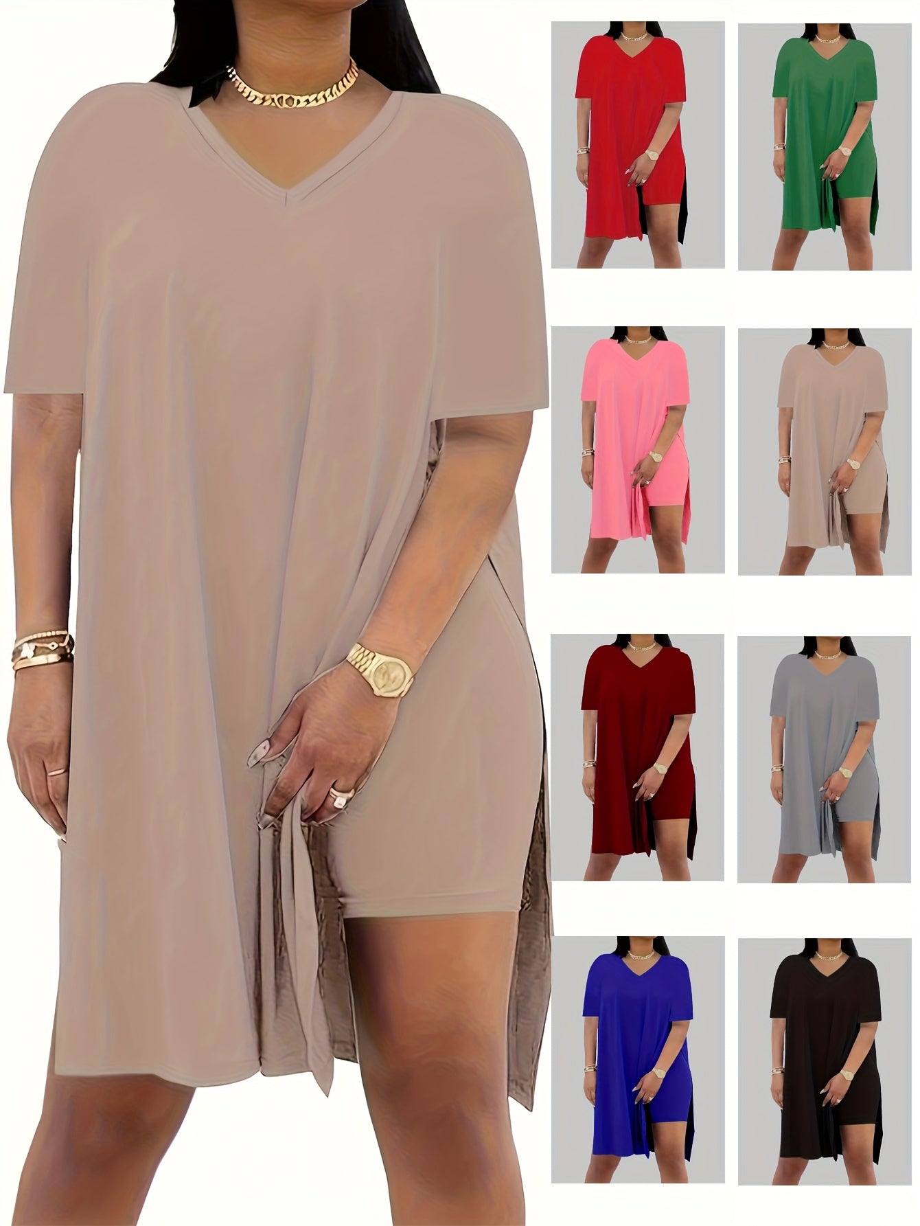 Women's V-Neck Short Sleeve Top & Shorts Set – Stretch Solid Color Activewear for Yoga Gym Jogging Casual Wear Black Brown Burgundy Green Blue Pink S-XXL