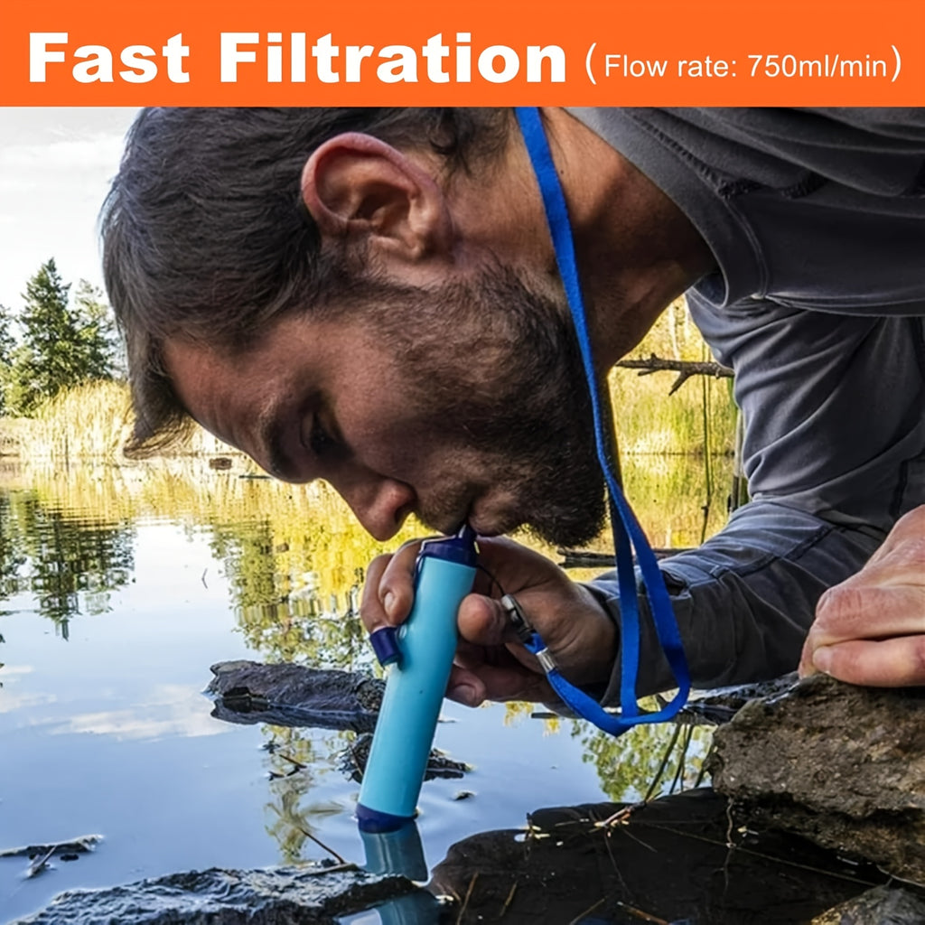 4PCS Personal Water Filter Straw – Mini Water Purifier Survival Gear for Hiking, Camping, Travel & Emergency Preparedness
